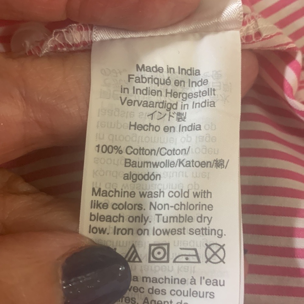 J.Crew Pink White Striped Ruffle Neck Button Down Shirt  Cotton Small - Picture 6 of 7